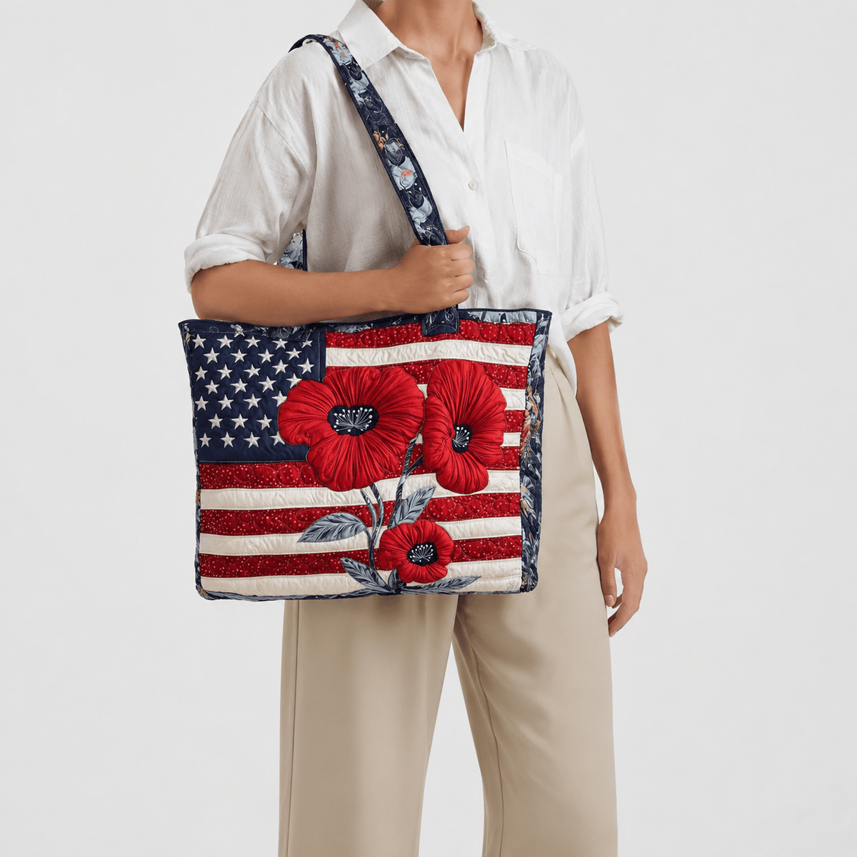 3D Printed Quilted Tote Bag 3D Printed Polyester Quilted Tote Bag for Travel Shopping and Beach Use