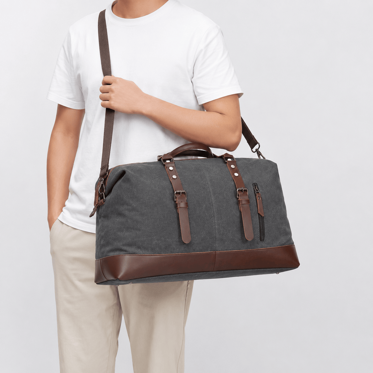 Canvas Weekender Duffel Bag Canvas Weekender Duffel Bag with Leather Trim for Travel and Overnight