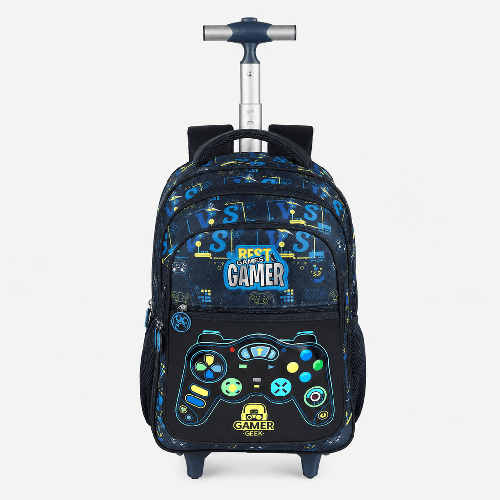 Football Rolling School Backpack with Wheels for Boys PU Football Rolling School Backpack for Boys with Wheels 18 Inch