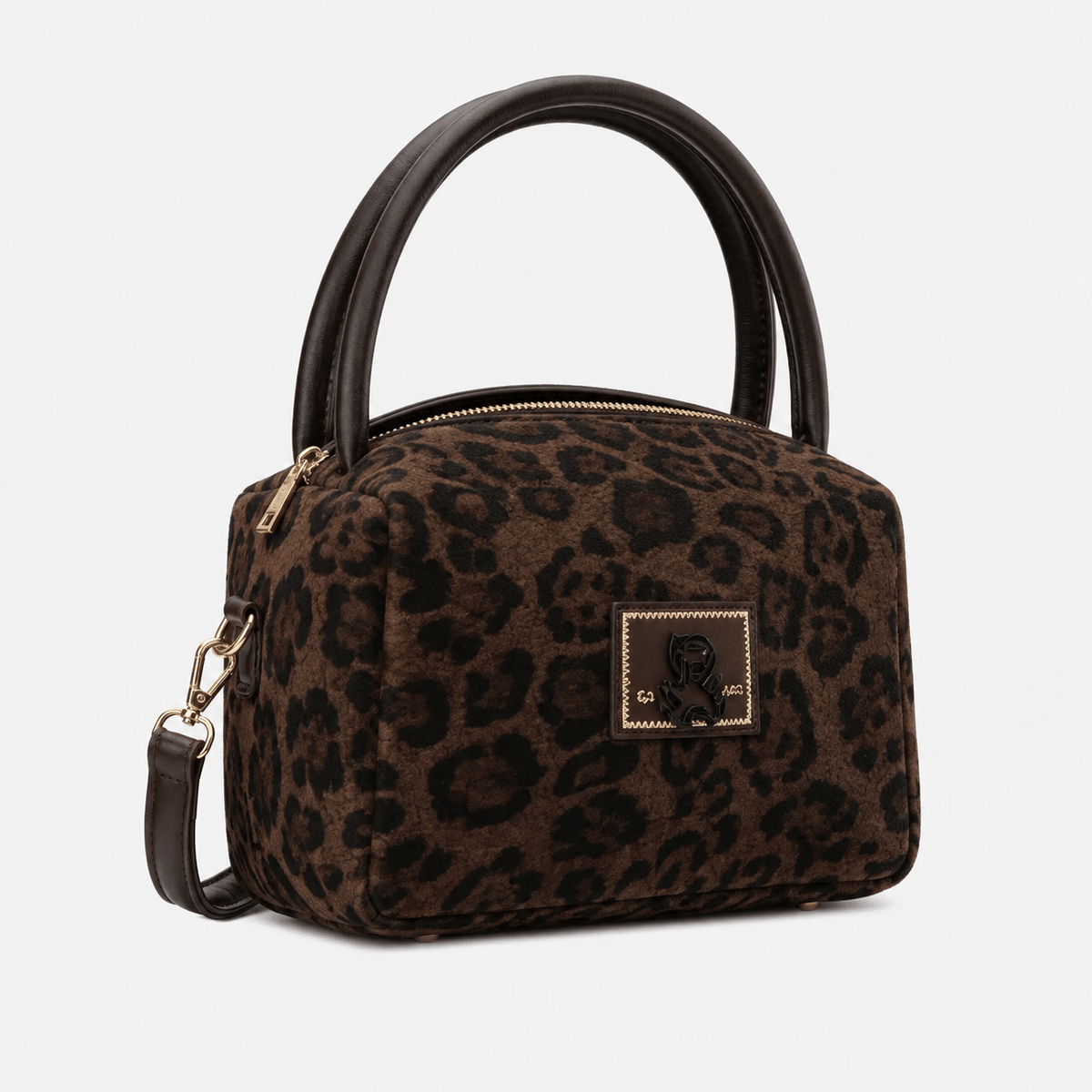 Leopard Print Nylon Top Handle Shoulder Bag Leopard Print Nylon Shoulder Bag for Women - Lightweight Top Handle Tote
