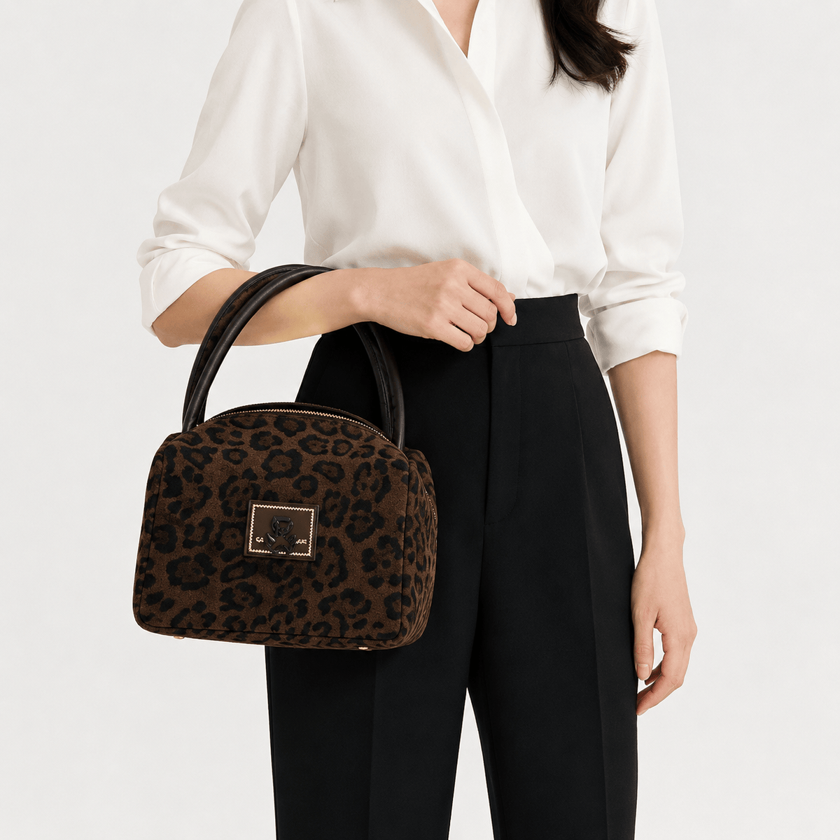 Leopard Print Nylon Top Handle Shoulder Bag Leopard Print Nylon Shoulder Bag for Women - Lightweight Top Handle Tote