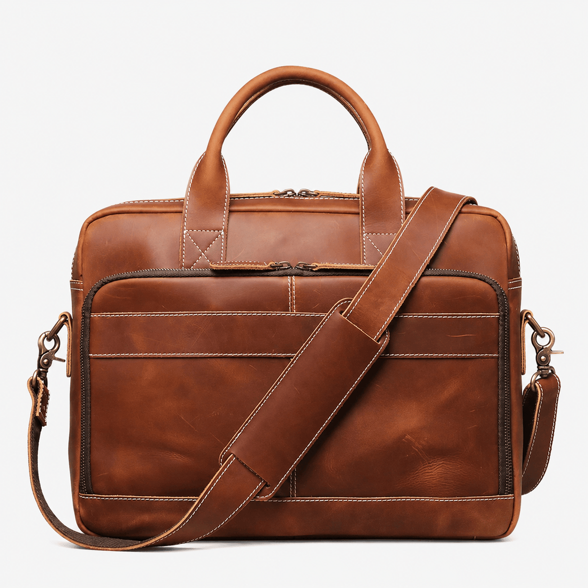 Men's Genuine Leather Laptop Briefcase 15.6 Inch Genuine Leather 15.6 Inch Laptop Briefcase for Business and Office Use