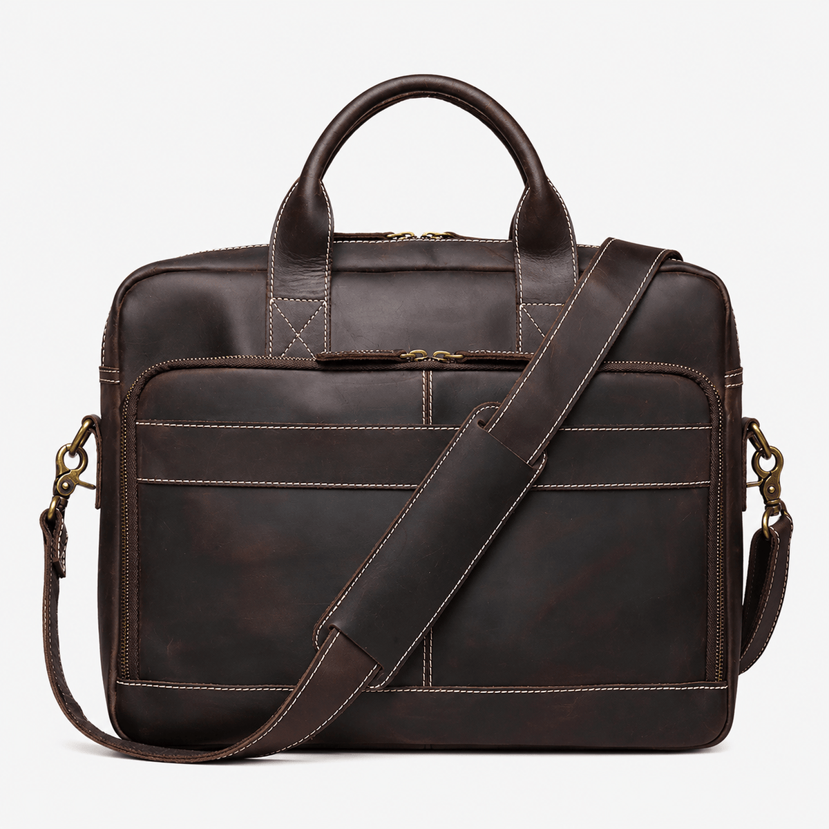 Men's Genuine Leather Laptop Briefcase 15.6 Inch Genuine Leather 15.6 Inch Laptop Briefcase for Business and Office Use