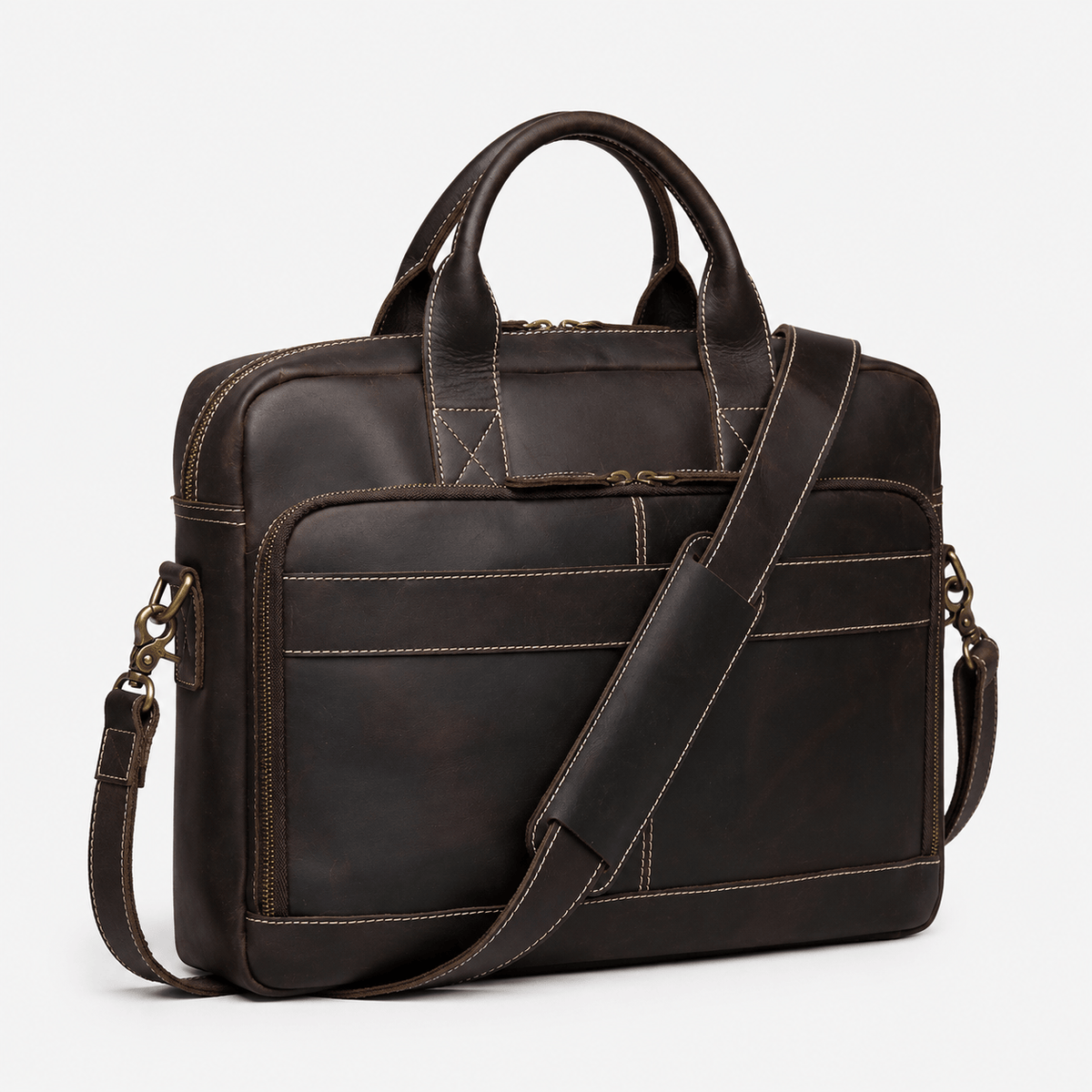 Men's Genuine Leather Laptop Briefcase 15.6 Inch Genuine Leather 15.6 Inch Laptop Briefcase for Business and Office Use