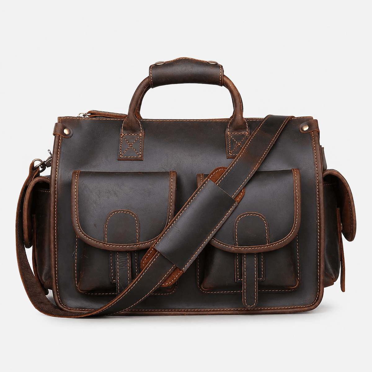 Retro Genuine Leather Business Briefcase Retro Genuine Leather Business Briefcase for Men Large Capacity Tote
