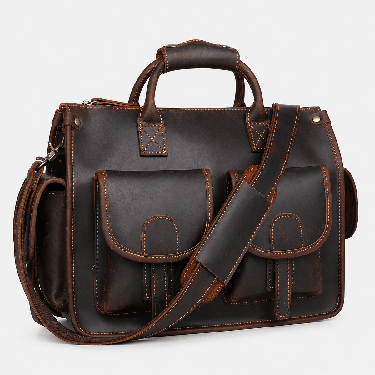 Retro Genuine Leather Business Briefcase Retro Genuine Leather Business Briefcase for Men Large Capacity Tote
