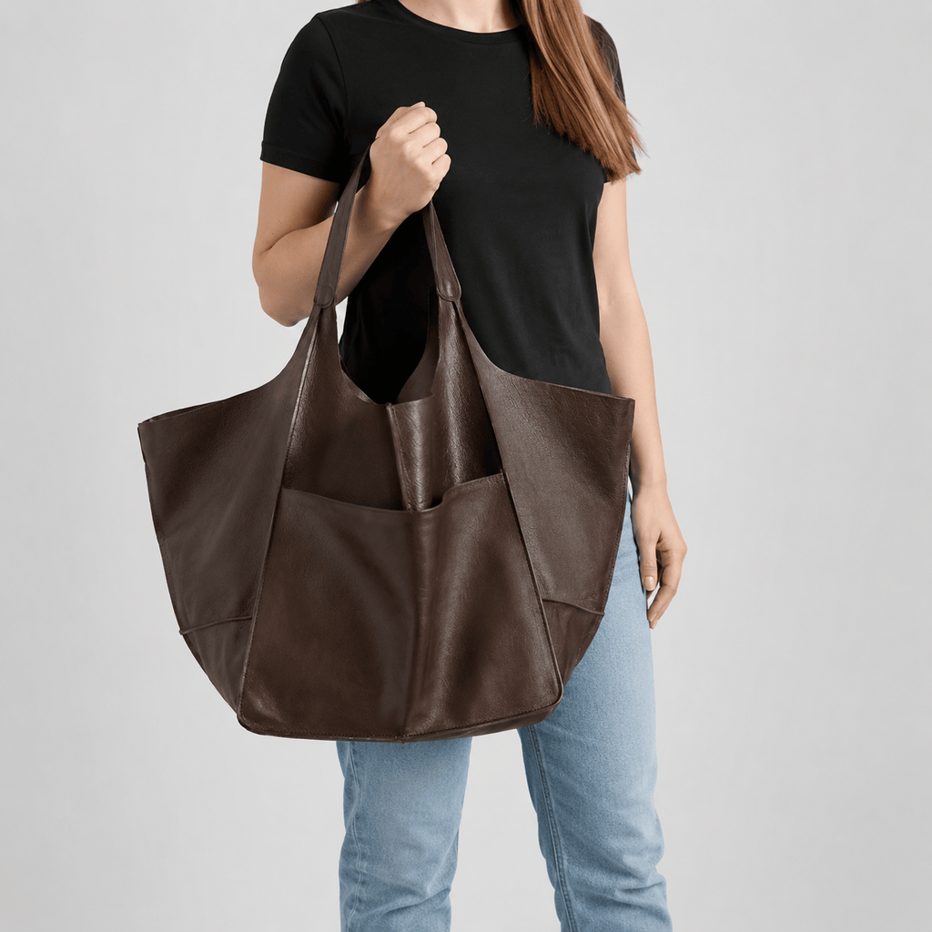 Retro Large PU Leather Tote Bag Retro Large PU Leather Tote Bag for Women - Soft Spacious Shopper Bag