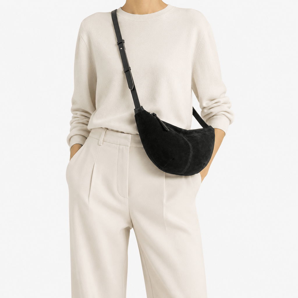 Suede Crescent Shoulder Bag Faux Suede Crescent Shoulder Bag with Adjustable Strap for Everyday Use
