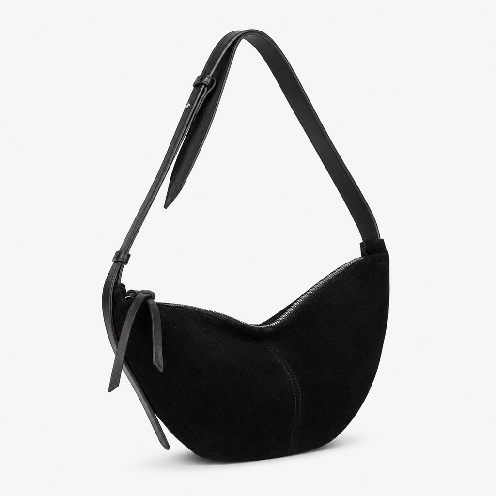 Suede Crescent Shoulder Bag Faux Suede Crescent Shoulder Bag with Adjustable Strap for Everyday Use