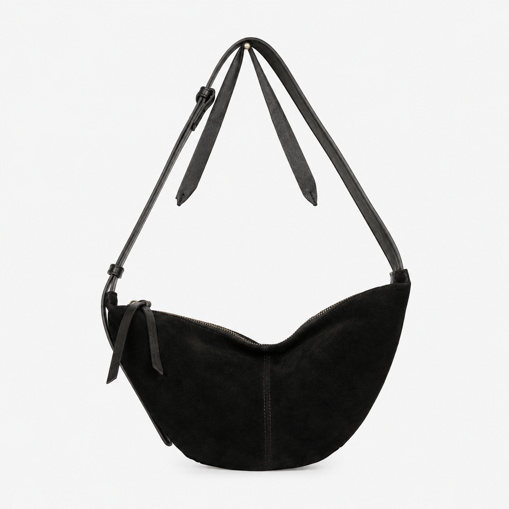 Suede Crescent Shoulder Bag Faux Suede Crescent Shoulder Bag with Adjustable Strap for Everyday Use