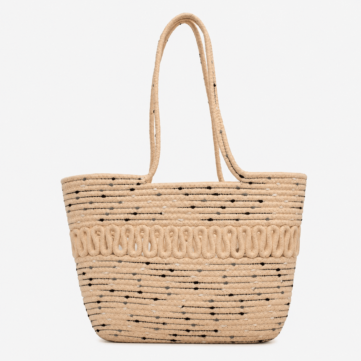 Summer Woven Straw Beach Tote Bag Cotton Straw Beach Tote Bag for Women - Large Capacity Summer Travel Bag