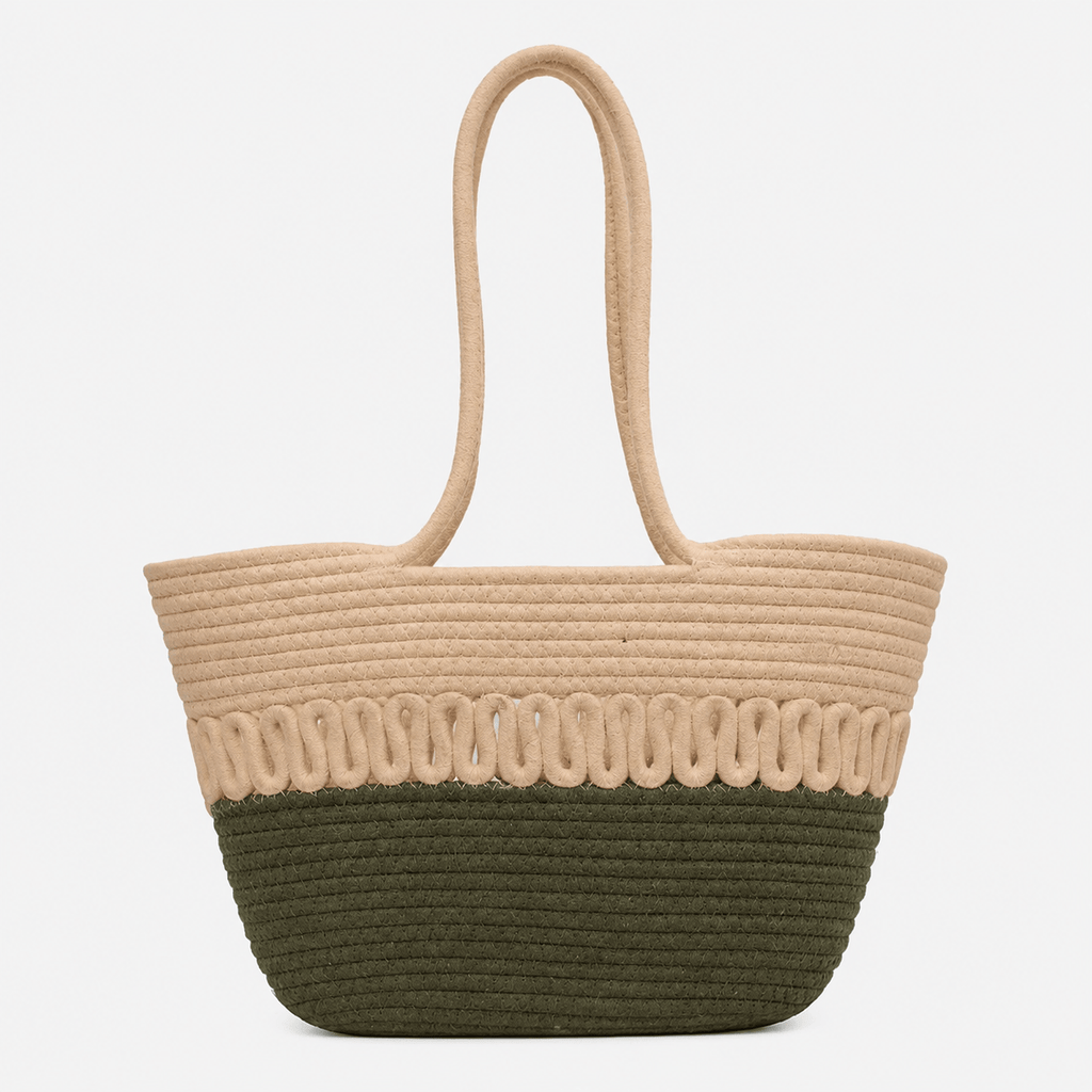 Summer Woven Straw Beach Tote Bag Cotton Straw Beach Tote Bag for Women - Large Capacity Summer Travel Bag