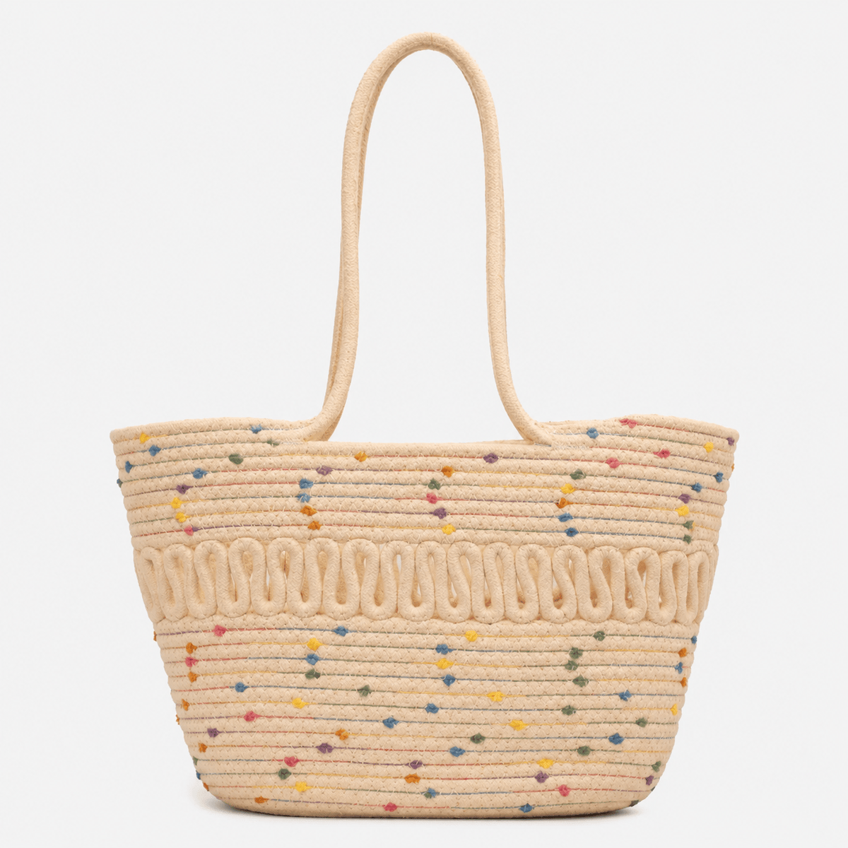 Summer Woven Straw Beach Tote Bag Cotton Straw Beach Tote Bag for Women - Large Capacity Summer Travel Bag