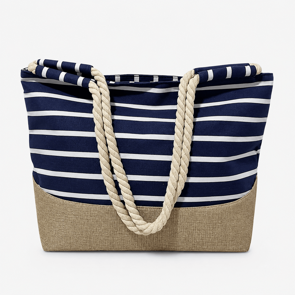 Vintage Blue Striped Bohemian Tote Bag Vintage Blue Striped Polyester Tote Bag for Women Large Capacity Daily