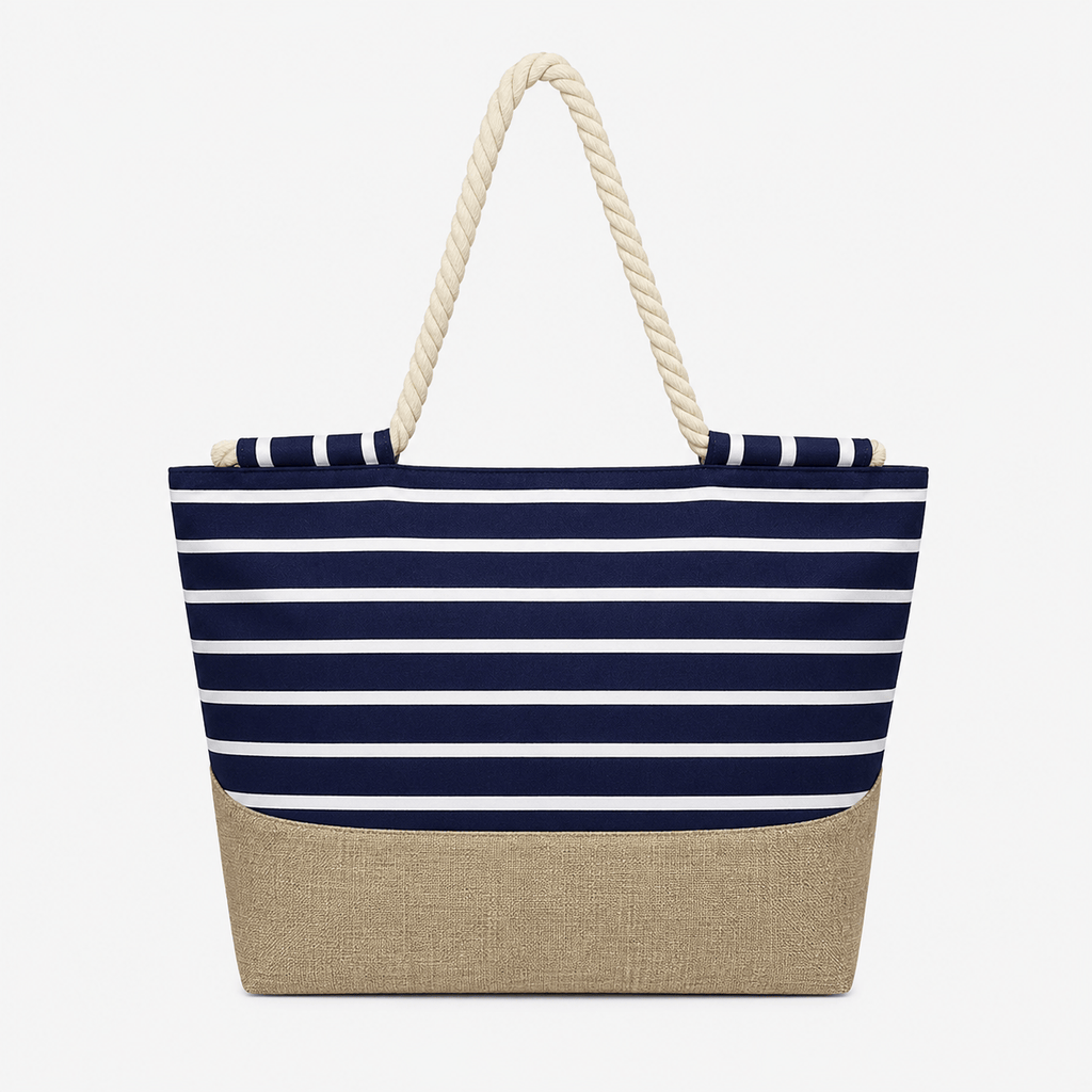 Vintage Blue Striped Bohemian Tote Bag Vintage Blue Striped Polyester Tote Bag for Women Large Capacity Daily