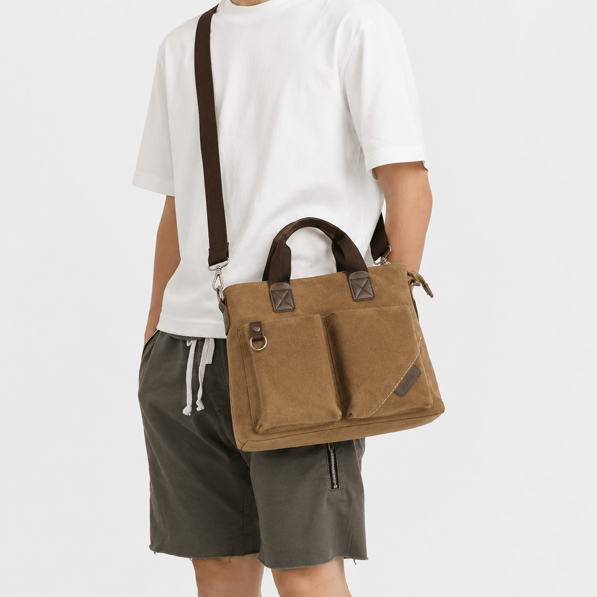 Vintage Canvas Laptop Briefcase for Men Vintage Canvas Laptop Briefcase for Men - Waterproof 15.6 Inch Bag