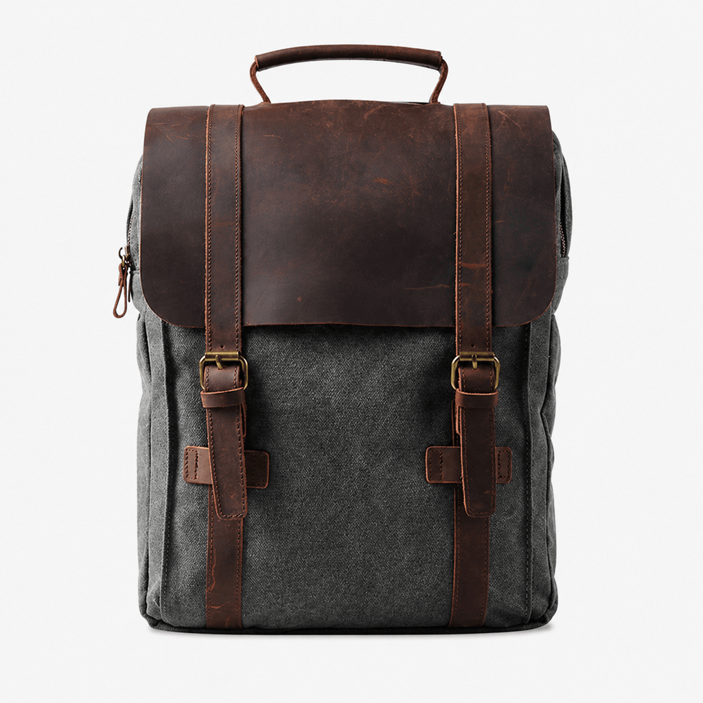 Vintage Canvas Leather Laptop Backpack Vintage Canvas Leather Laptop Backpack for Work School Travel 15.6-Inch