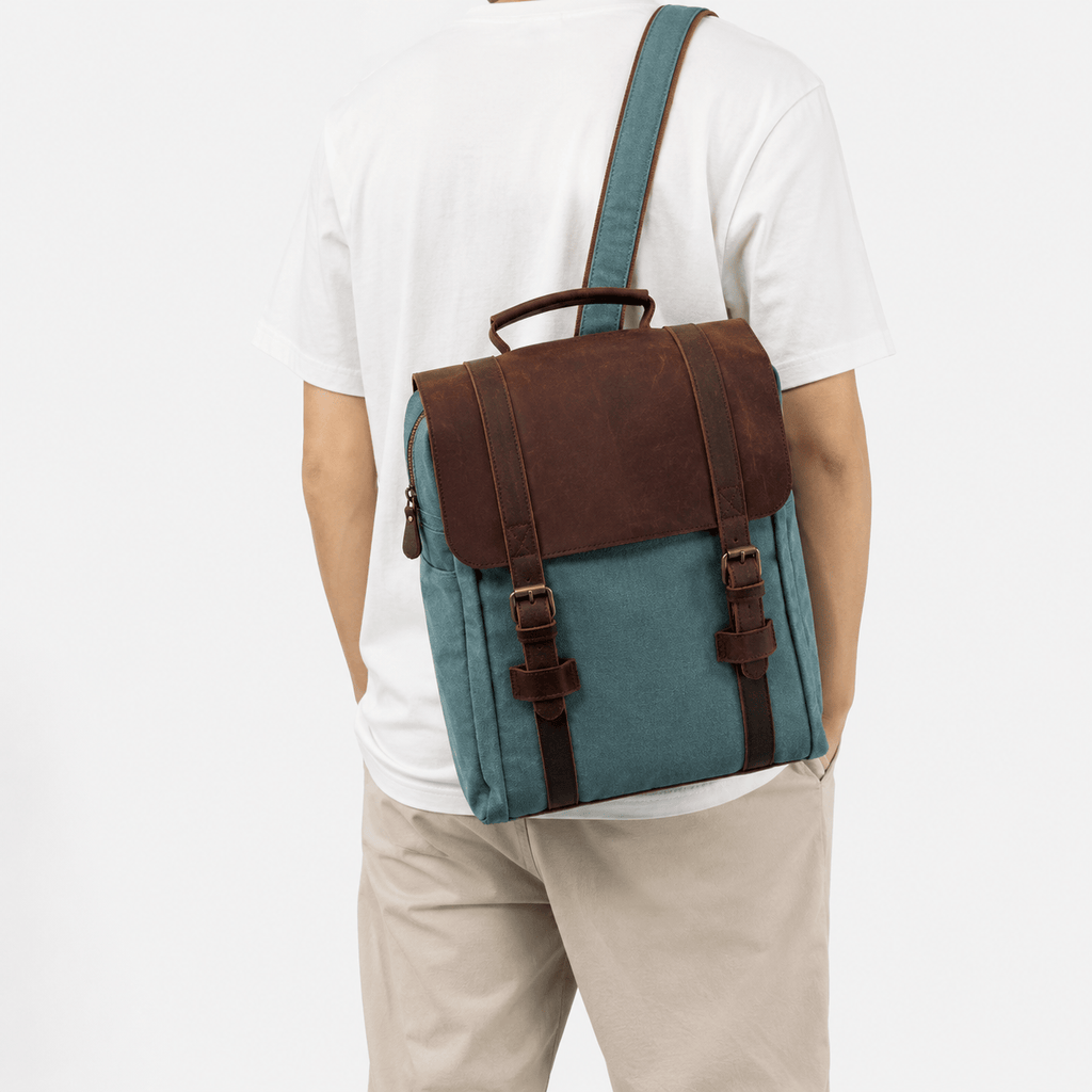 Vintage Canvas Leather Laptop Backpack Vintage Canvas Leather Laptop Backpack for Work School Travel 15.6-Inch