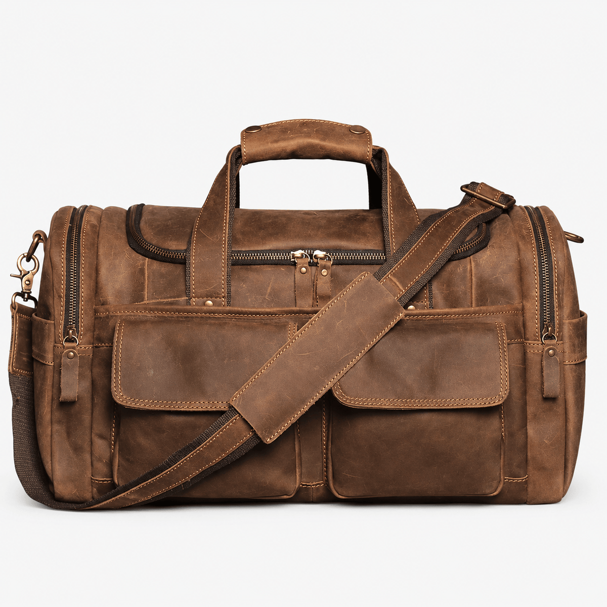 Vintage Crazy Horse Leather Travel Duffle Bag Vintage Full Grain Leather Travel Duffle Bag for Weekend Business Trips