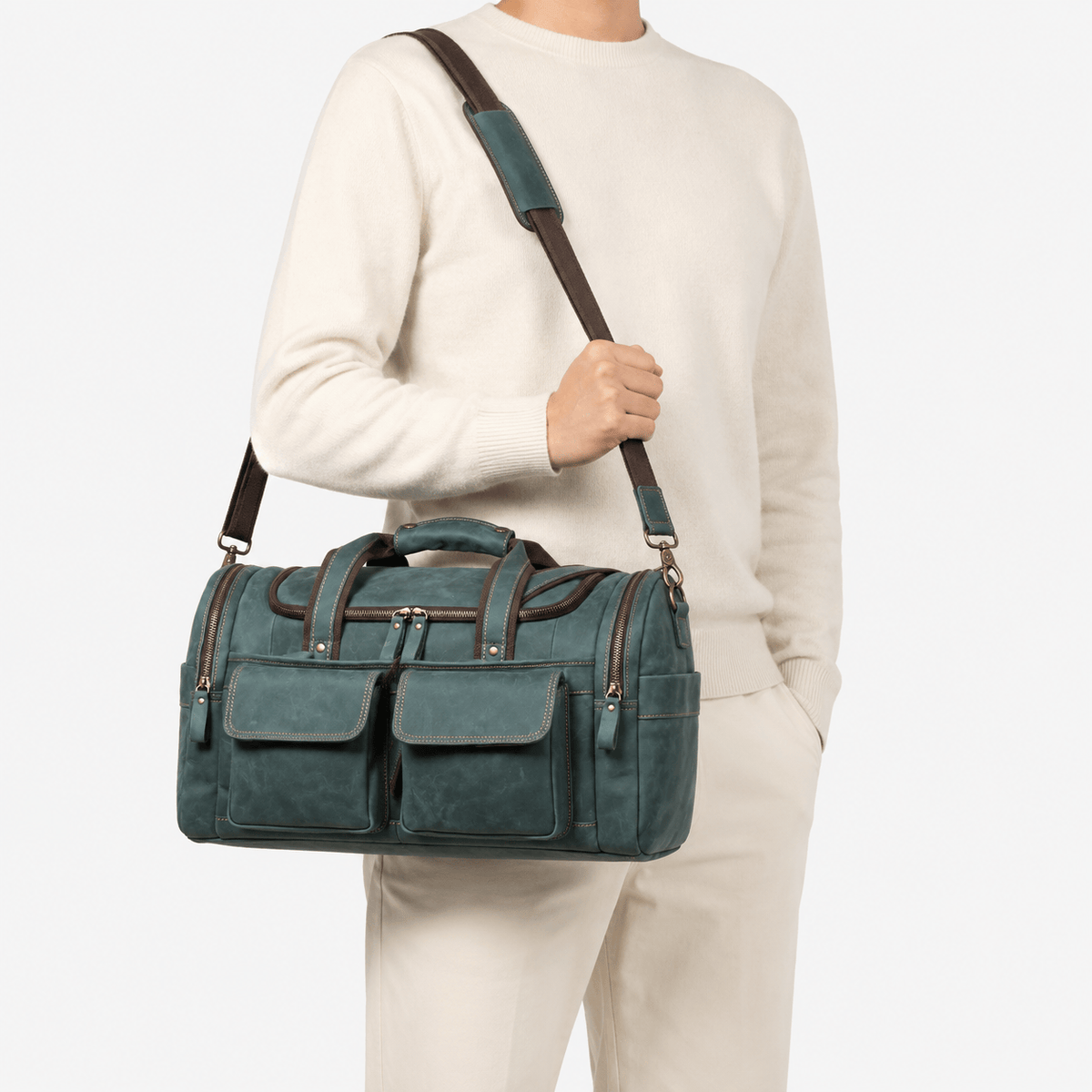 Vintage Crazy Horse Leather Travel Duffle Bag Vintage Full Grain Leather Travel Duffle Bag for Weekend Business Trips