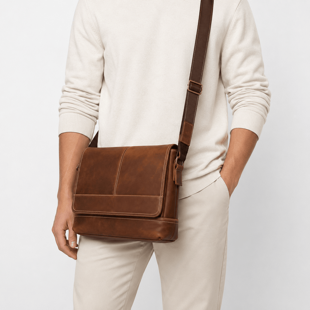 Vintage Genuine Leather Messenger Bag Vintage Genuine Leather Messenger Bag for Men - Handmade Cowhide Bag